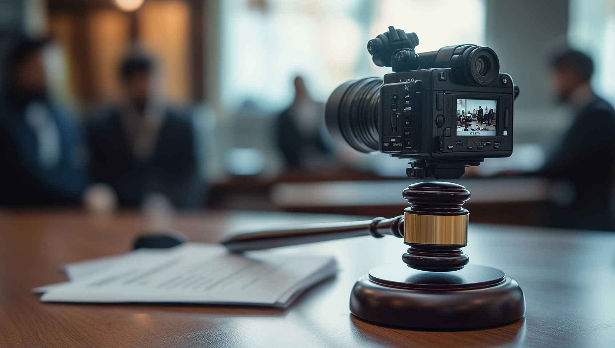 image representing videography used in a legal setting